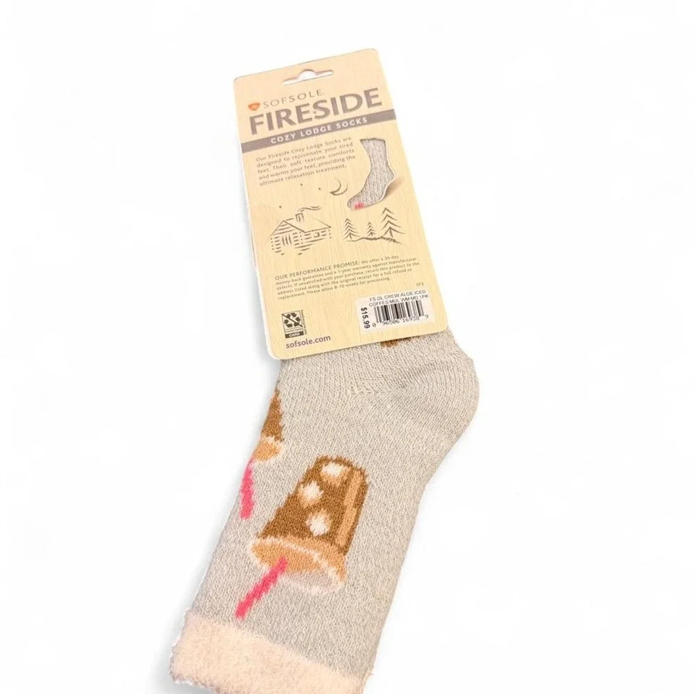 SofSole Fireside Cozy Lodge Socks Aloe Vera Infused Iced Coffee Gray NWT 5-10